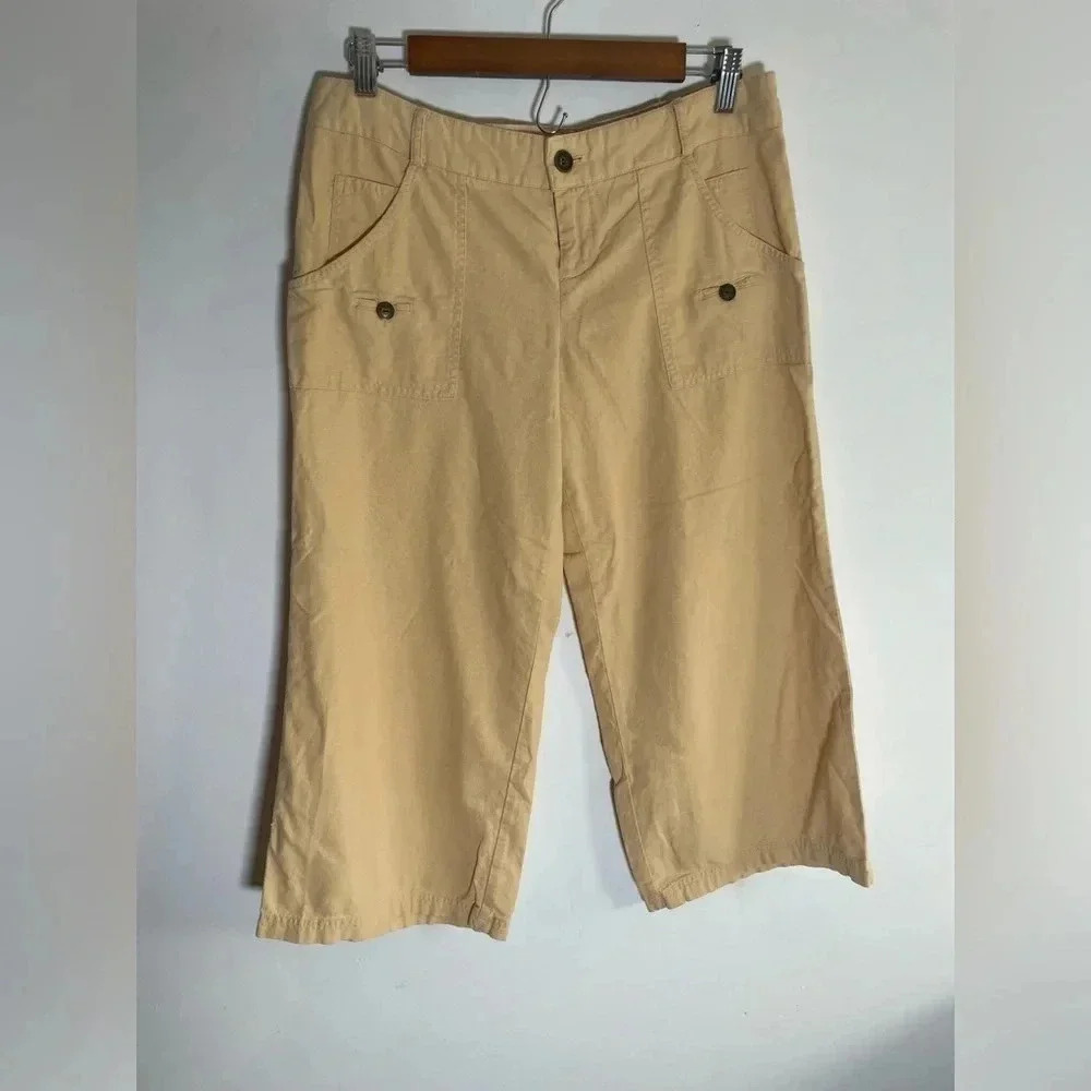 Speechless Butter Yellow Linen Blend Capri Pants Vacation Beach Size 7 EUC! 0165